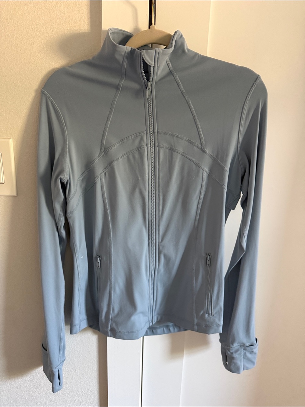 Quince Light Blue Full‑Zip Active Fitted Jacket